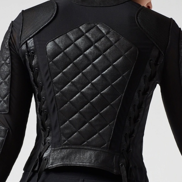 VINTAGE MOTO JACKET - BLANC NOIR - Picture 5 of 16